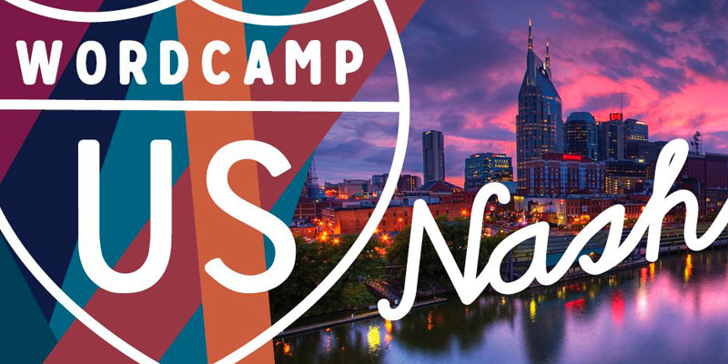 wordcamp logo over nashville skyline
