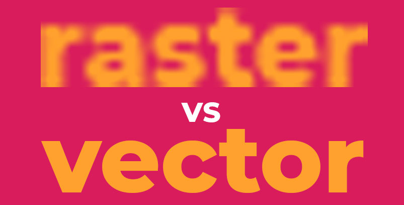 raster vs vector in orange type on pink background